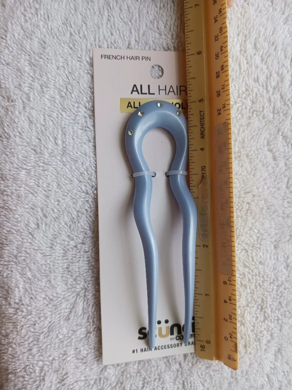 Scunci French Hair Pin Stick Plastic Chignon Bun Comb Secure Updo Round End Wavy